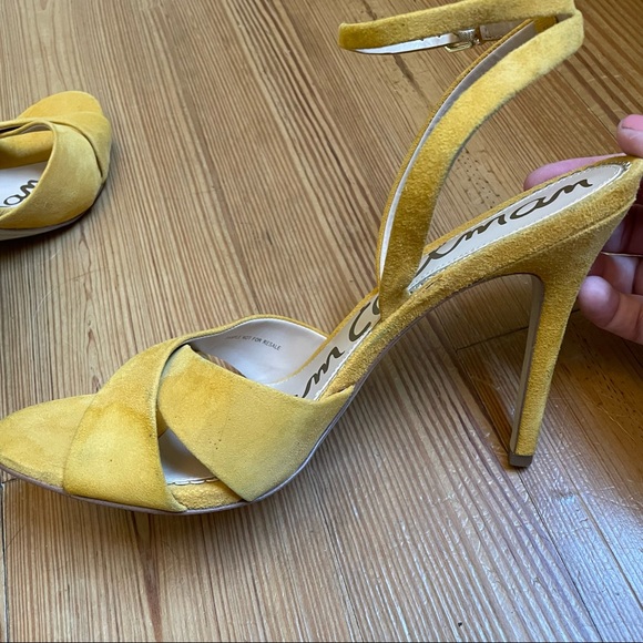 Sam Edelman yellow suede ankle strap stilettos SIZE 9 - Picture 3 of 9